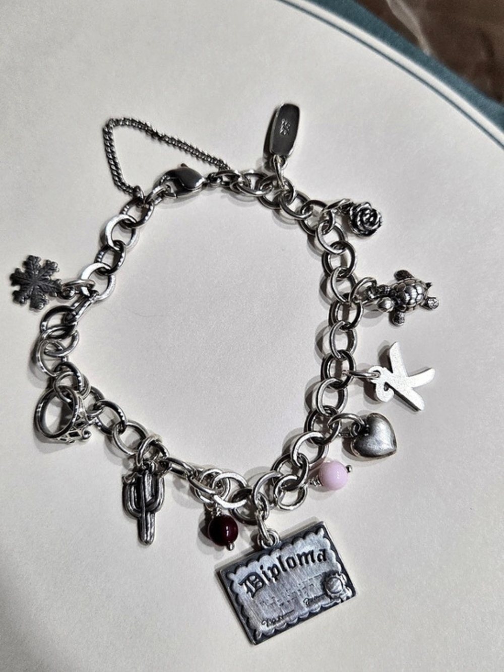 James Avery Sterling Silver Charm Bracelet with 10  Charms